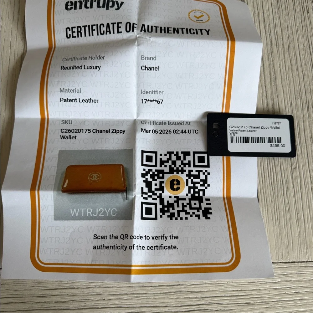 CHANEL Glossy Yellow Patent Zippy Wallet - Picture 10 of 11